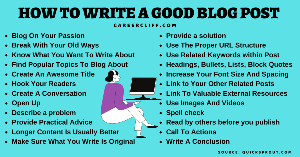 27 Tips On How To Write A Good Blog Post Everyday Careercliff