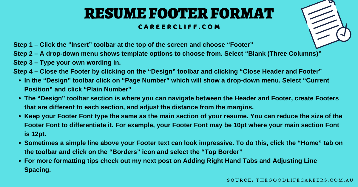 what does a resume footer mean