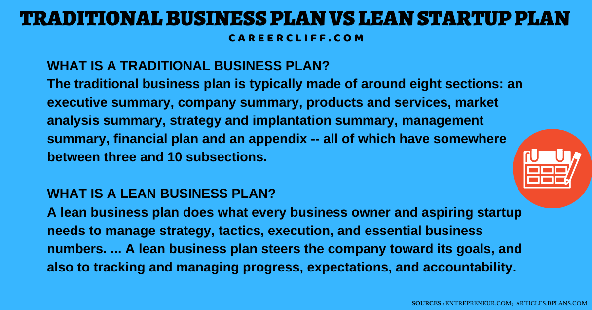 what is the difference between traditional and startup business plan